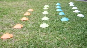Opus discs laid out on grass for Scouts