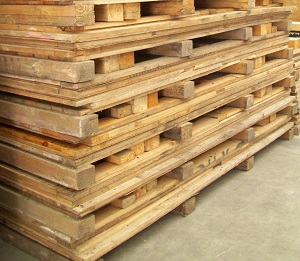 Flat packed wooden crates at Q Store
