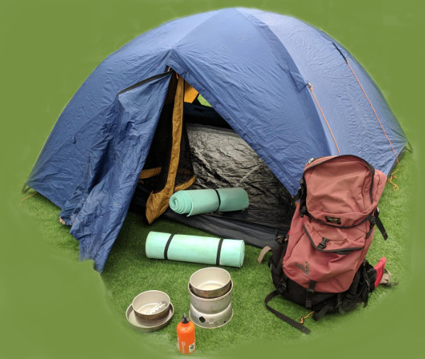 Hike tent roll pack trangia package for hire