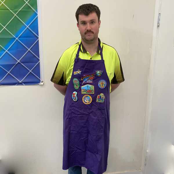Apron modelled by Aaron