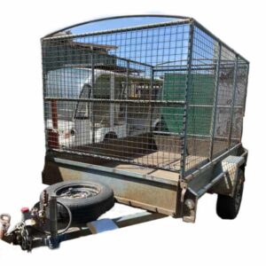 8 x 5 trailer with cage, dirty blue colour