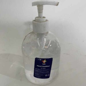 Hand sanitiser in clear pump pack